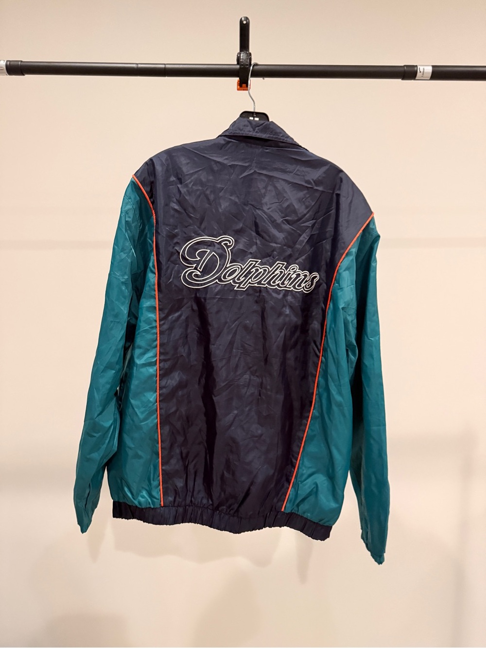 NFL Miami Dolphins Windbreaker Jacket - Teal, Navy & Orange Trim - Picture 7 of 9